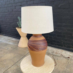 Vintage Ceramic Terracota Table Lamp signed by Wilson, c.1984