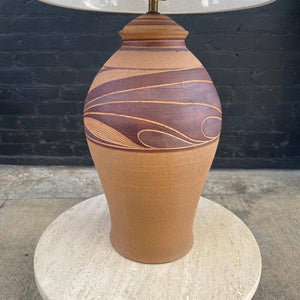 Vintage Ceramic Terracota Table Lamp signed by Wilson, c.1984
