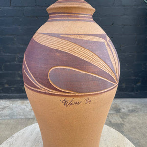 Vintage Ceramic Terracota Table Lamp signed by Wilson, c.1984