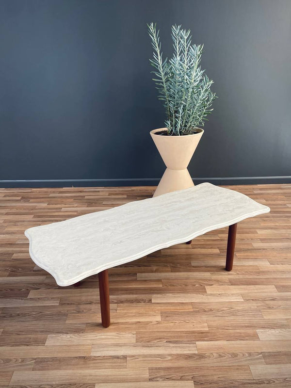 Mid-Century Modern Marble Stone & Walnut Coffee Table, c.1960’s