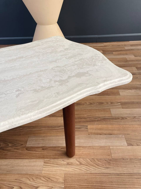 Mid-Century Modern Marble Stone & Walnut Coffee Table, c.1960’s