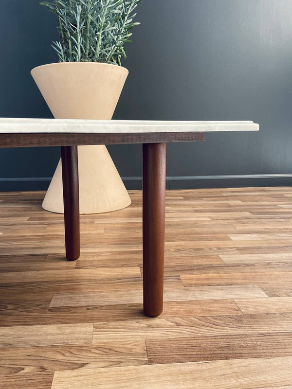 Mid-Century Modern Marble Stone & Walnut Coffee Table, c.1960’s