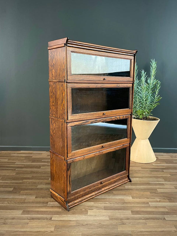 Vintage Barristers Oak & Glass 4-Tier Bookcase Shelf Cabinet, c.1960’s