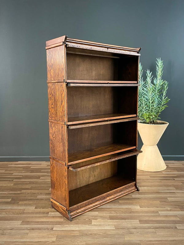 Vintage Barristers Oak & Glass 4-Tier Bookcase Shelf Cabinet, c.1960’s