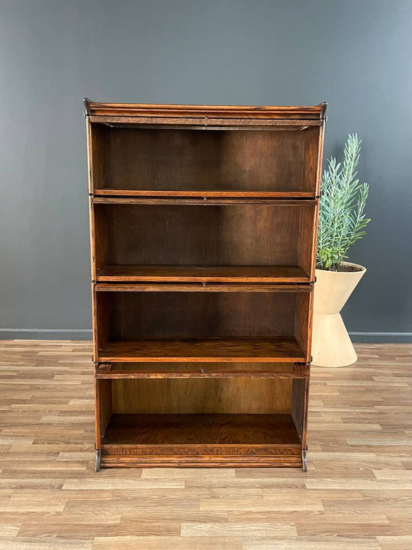 Vintage Barristers Oak & Glass 4-Tier Bookcase Shelf Cabinet, c.1960’s