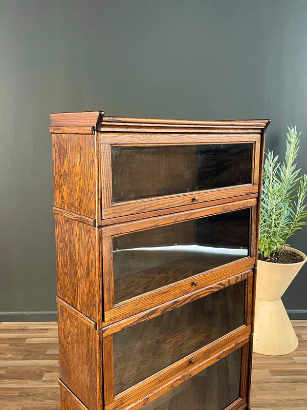 Vintage Barristers Oak & Glass 4-Tier Bookcase Shelf Cabinet, c.1960’s