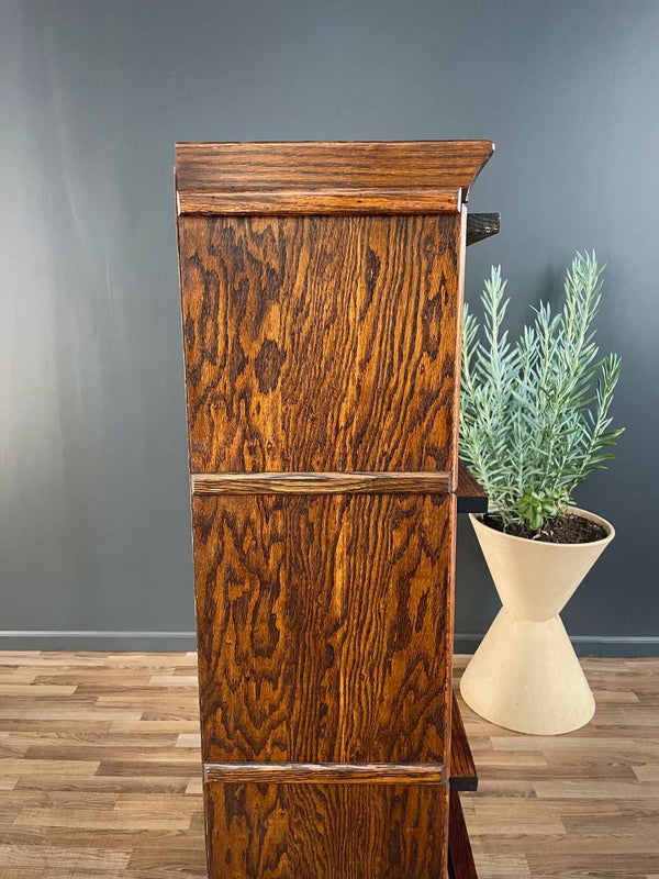 Vintage Barristers Oak & Glass 4-Tier Bookcase Shelf Cabinet, c.1960’s