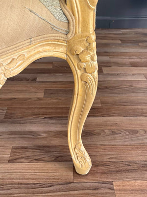 Pair of French Louis XVI Style Carved Chairs with an Antiqued Paint Finish