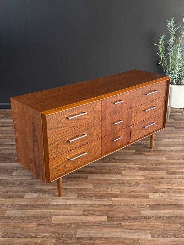 Mid-Century Modern Walnut Dresser with Chrome Handles by Lane, c.1960’s