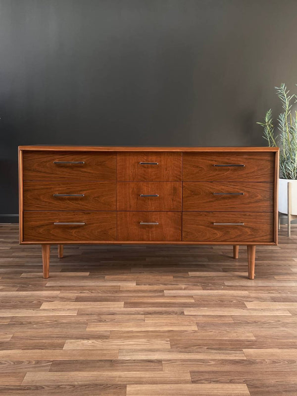 Mid-Century Modern Walnut Dresser with Chrome Handles by Lane, c.1960’s