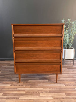Mid-Century Modern Walnut Highboy Dresser by Bassett Furniture, c.1960’s