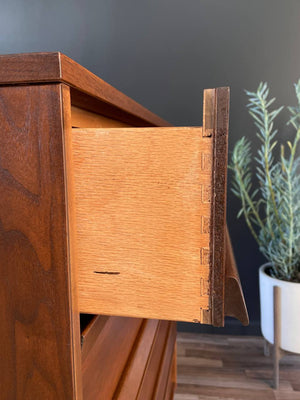 Mid-Century Modern Walnut Highboy Dresser by Bassett Furniture, c.1960’s