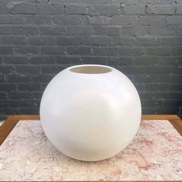 Vintage Mid-Century Modern White Ceramic Sphere Planter, c.1960’s