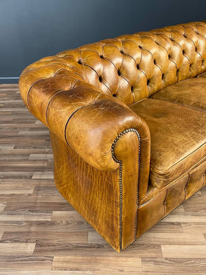 English Chesterfield Tufted Leather Sofa, c.1950’s