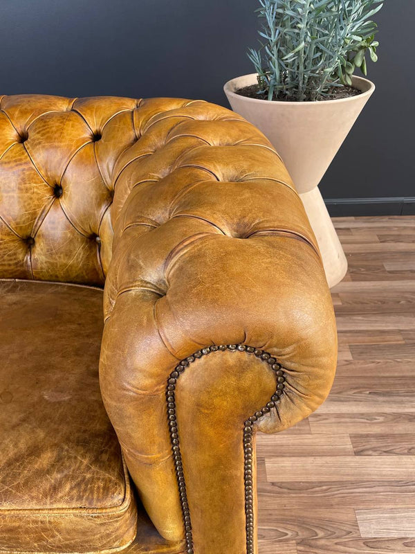 English Chesterfield Tufted Leather Sofa, c.1950’s