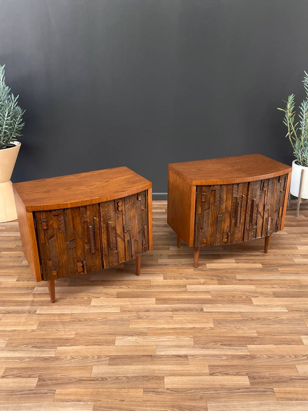 Pair of Mid-Century Modern Brutalist Night Stands by Lane, c.1960’s