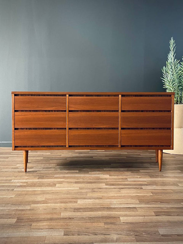 Mid-Century Modern 9-Drawer Walnut Dresser, c.1960’s