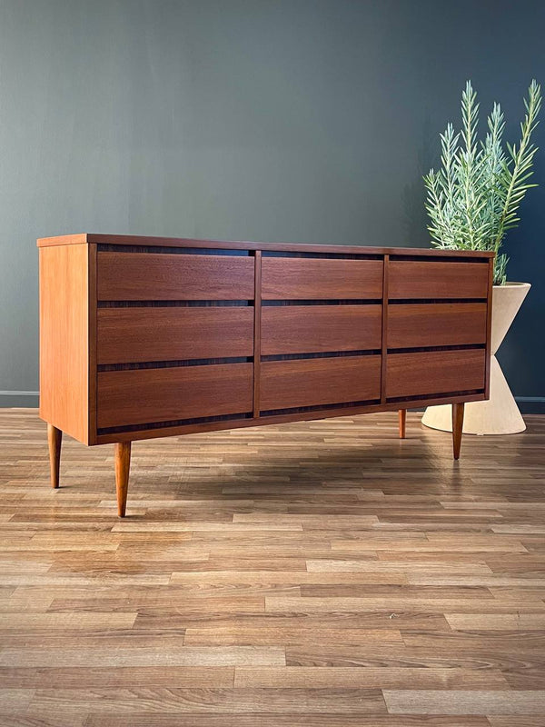 Mid-Century Modern 9-Drawer Walnut Dresser, c.1960’s
