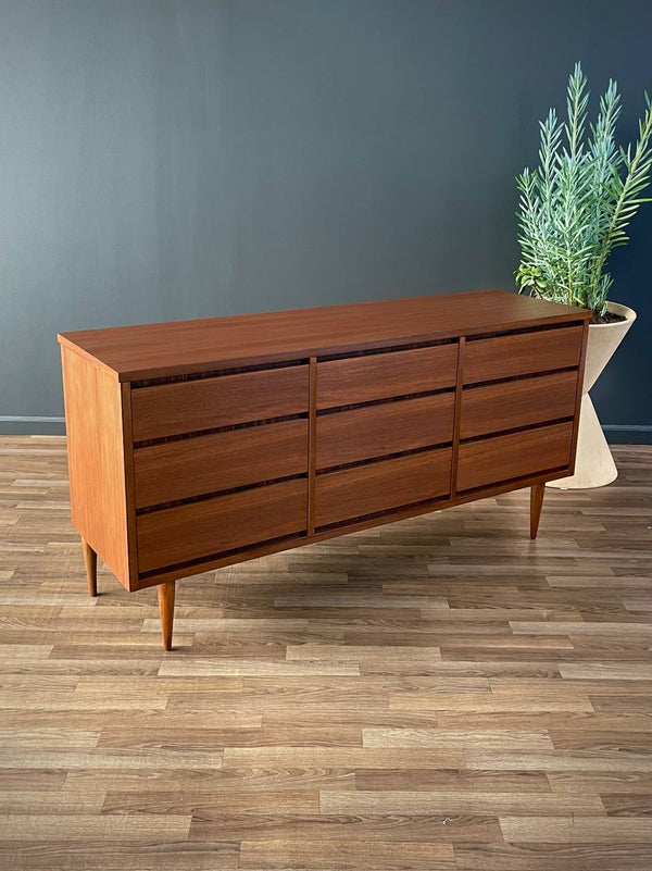 Mid-Century Modern 9-Drawer Walnut Dresser, c.1960’s