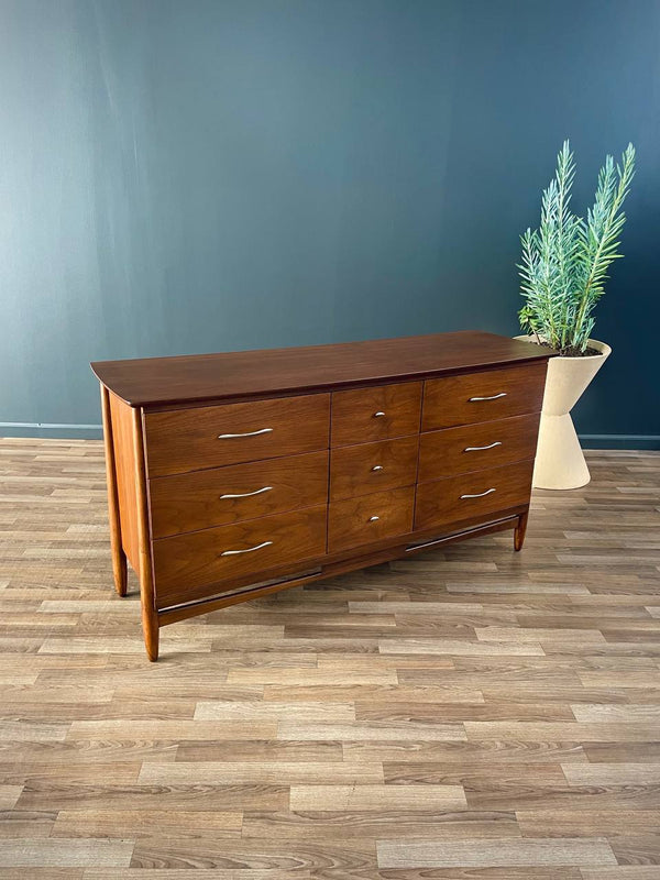 Mid-Century Modern Sculpted 9-Drawer Walnut Dresser, c.1960’s