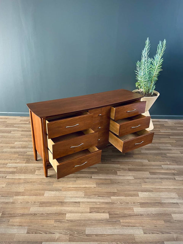 Mid-Century Modern Sculpted 9-Drawer Walnut Dresser, c.1960’s