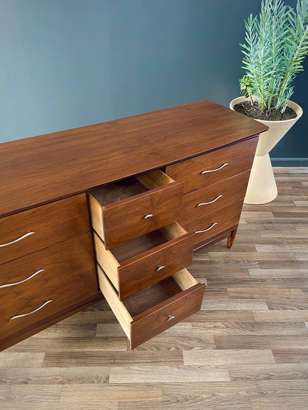 Mid-Century Modern Sculpted 9-Drawer Walnut Dresser, c.1960’s