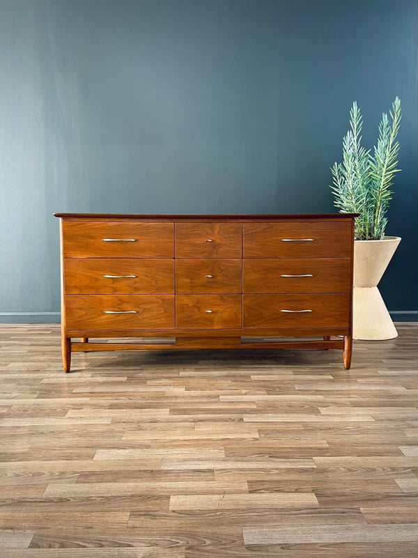 Mid-Century Modern Sculpted 9-Drawer Walnut Dresser, c.1960’s