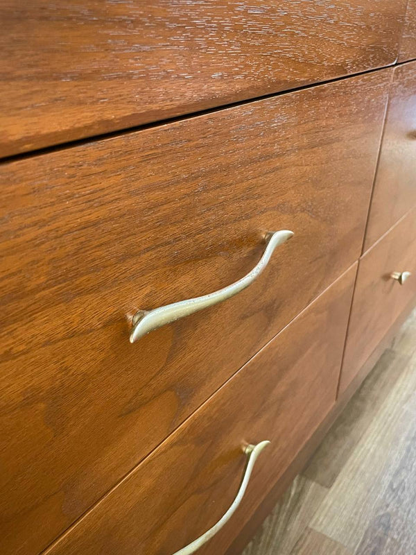 Mid-Century Modern Sculpted 9-Drawer Walnut Dresser, c.1960’s