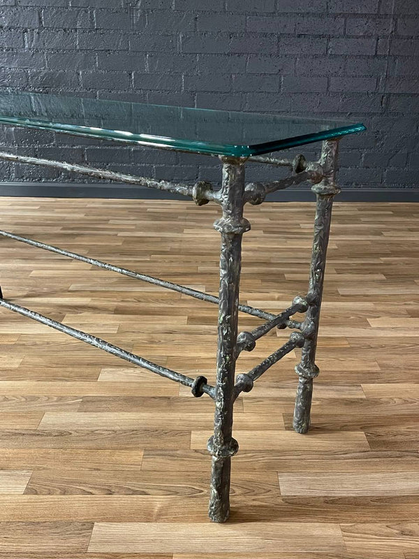 Mid-Century Modern Sculptural Bronze Finish Brutalist Console Table, c.1970’s