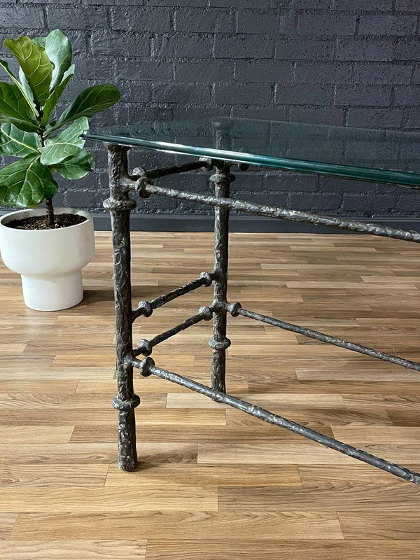 Mid-Century Modern Sculptural Bronze Finish Brutalist Console Table, c.1970’s