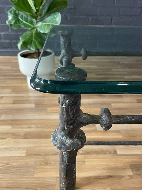 Mid-Century Modern Sculptural Bronze Finish Brutalist Console Table, c.1970’s