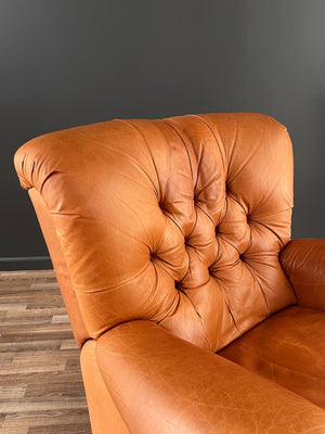 English Chesterfield Style Italian Leather Reclining Lounge Chair, c.1970’s