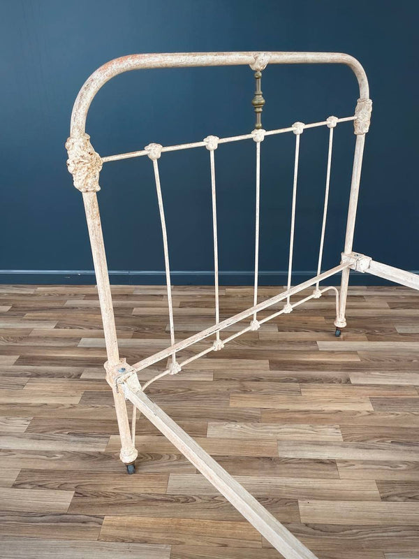 Antique Farmhouse Twin-Size Painted Iron Bed, c.1930’s