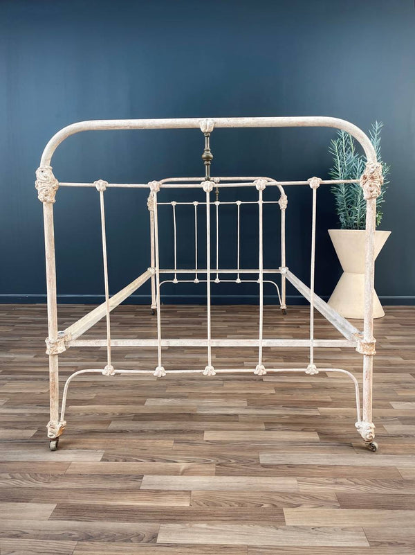 Antique Farmhouse Twin-Size Painted Iron Bed, c.1930’s