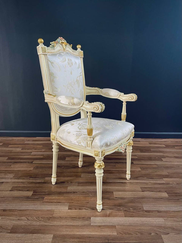 Set of 12 Italian French Louis XVI Style Painted & Parcel-Gilt Dining Chairs