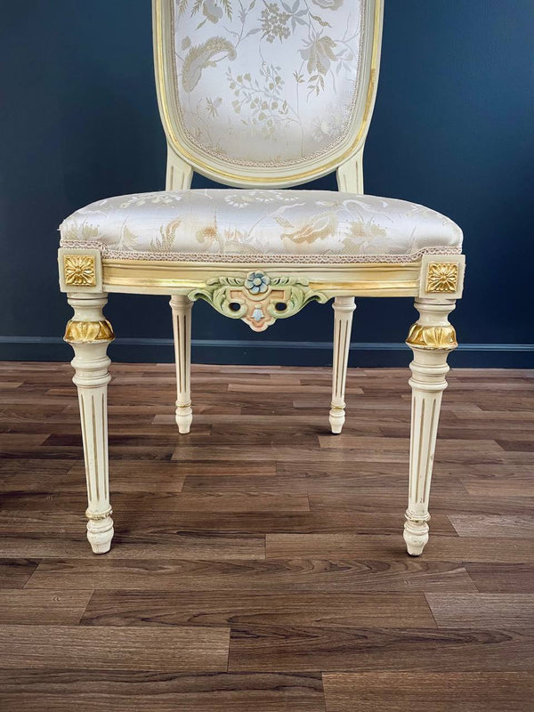 Set of 12 Italian French Louis XVI Style Painted & Parcel-Gilt Dining Chairs