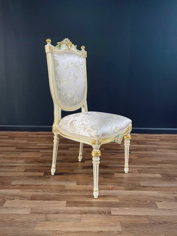 Set of 12 Italian French Louis XVI Style Painted & Parcel-Gilt Dining Chairs