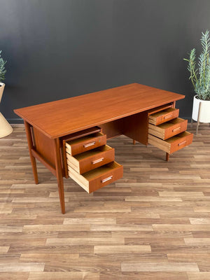 Danish Modern Sculpted Teak Floating Top Desk, c.1960’s
