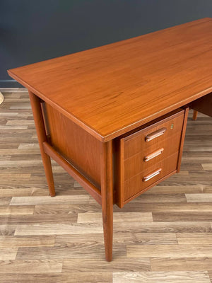Danish Modern Sculpted Teak Floating Top Desk, c.1960’s