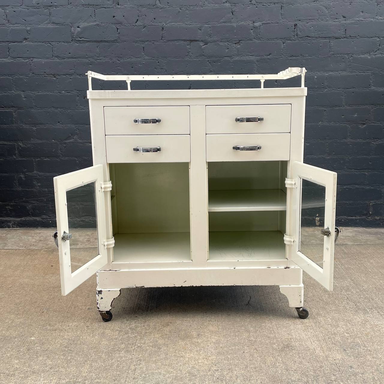 Antique Art Deco Medical Storage Steel Cabinet, c.1930's Vintage Supply Antique Art Deco Medical Storage Steel Cabinet, c.1930's Vintage Supply