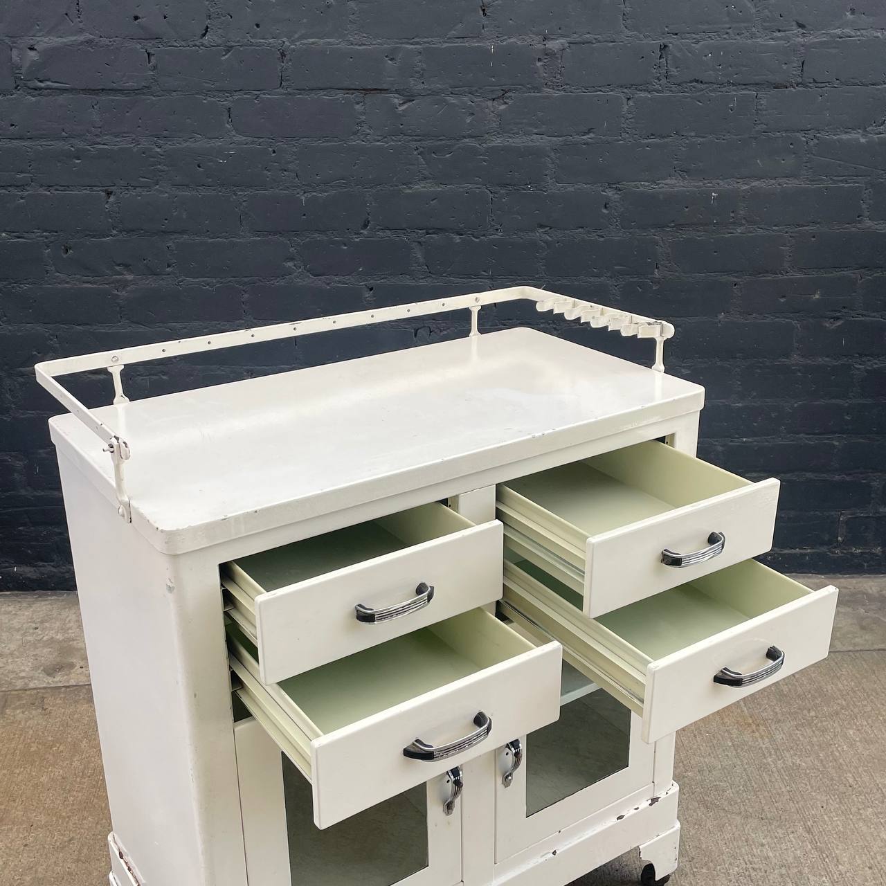 Antique Art Deco Medical Storage Steel Cabinet, c.1930's Vintage Supply Antique Art Deco Medical Storage Steel Cabinet, c.1930's Vintage Supply