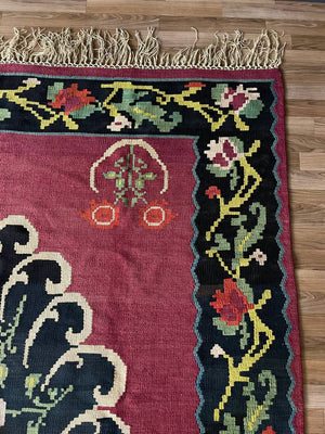 Large Vintage Oriental Hand Woven Wool Kilim Rug, c.1960’s