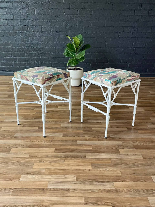 Set of 3 Mid-Century Modern Faux Bamboo Outdoor Stools, c.1960’s