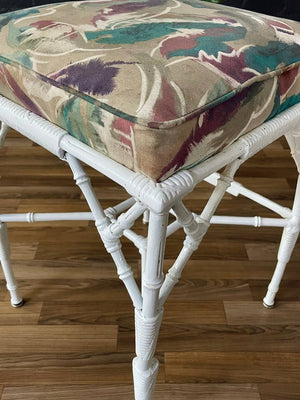 Set of 3 Mid-Century Modern Faux Bamboo Outdoor Stools, c.1960’s