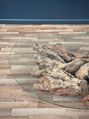 Free Form Drift Wood Coffee Table with Glass Top, c.1960’s