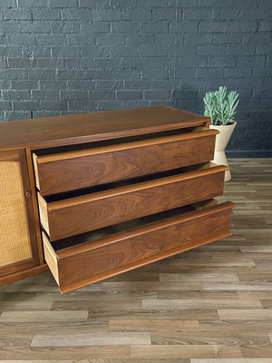 Mid-Century Modern “Rhythm” Cane & Walnut Credenza, c.1960’s