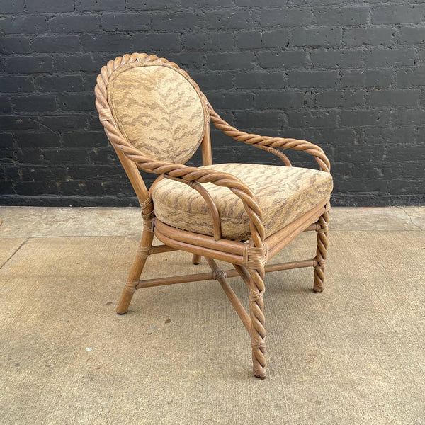 Pair of Signed Vintage Boho Rattan Arm Chairs by McGuire, c.1980’s