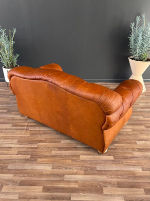 English Chesterfield Style Italian Leather Sofa, c.1970’s