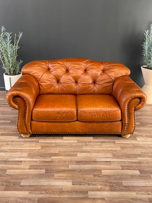 English Chesterfield Style Italian Leather Sofa, c.1970’s