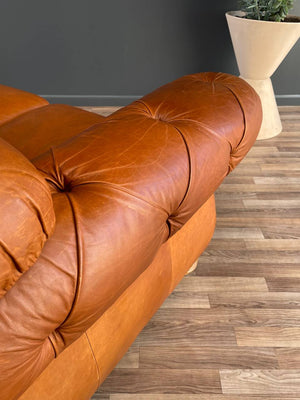 English Chesterfield Style Italian Leather Sofa, c.1970’s
